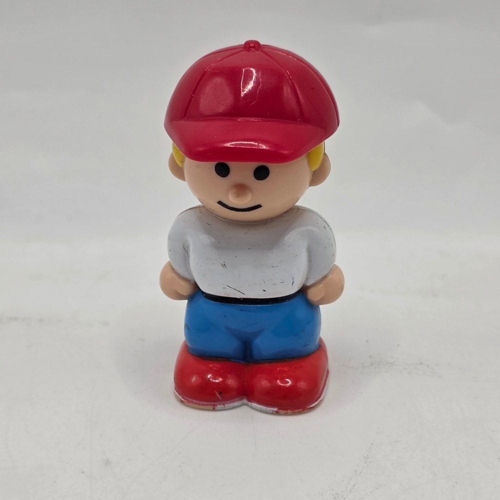 Fisher-Price Little People Boy Red Baseball Cap Figure White Shirt Blue Pants